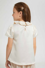 تنزيل الصورة على معرض الصور، Redtag-Gold-Peter-Pan-Collar-Blouse-Blouses-Girls-2 to 8 Years