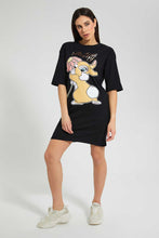 تنزيل الصورة على معرض الصور، Redtag-Black-Thumper-Long-Line-Character-T-Shirt-Embellished-Women's-