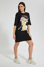 تنزيل الصورة على معرض الصور، Redtag-Black-Thumper-Long-Line-Character-T-Shirt-Embellished-Women's-