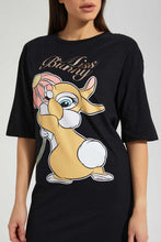 تنزيل الصورة على معرض الصور، Redtag-Black-Thumper-Long-Line-Character-T-Shirt-Embellished-Women's-