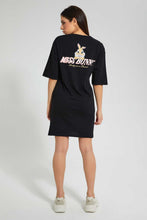 تنزيل الصورة على معرض الصور، Redtag-Black-Thumper-Long-Line-Character-T-Shirt-Embellished-Women's-