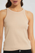 Load image into Gallery viewer, Beige Full-Length Ribbed Vest