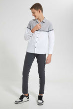 Load image into Gallery viewer, Redtag-Grey-Color-Block-Casual-Shirt-Casual-Shirts-Senior-Boys-9 to 14 Years