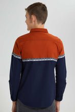 Load image into Gallery viewer, Redtag-Orange-Color-Block-Casual-Shirt-Casual-Shirts-Senior-Boys-9 to 14 Years