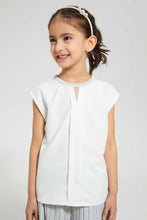 تنزيل الصورة على معرض الصور، Redtag-White-Embelished-Neck-Blouse-Blouses-Girls-2 to 8 Years