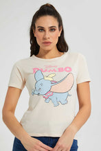 تنزيل الصورة على معرض الصور، Redtag-Pink-Blush-Dumbo-Print-T-Shirt-Character-Women's-