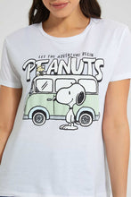 تنزيل الصورة على معرض الصور، Redtag-White-Snoopy-Print-T-Shirt-Character-Women's-