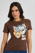 تنزيل الصورة على معرض الصور، Redtag-Brown-Tom-&-Jerry-Print-T-Shirt-Character-Women's-