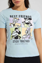 تنزيل الصورة على معرض الصور، Redtag-Blue-Mickey-Mouse-Print-T-Shirt-Character-Women's-