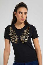 Load image into Gallery viewer, Redtag-Black-Paisley-Print-T-Shirt-Graphic-Prints-Women's-