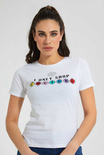 Load image into Gallery viewer, Redtag-White-Couture-Print-T-Shirt-Graphic-Prints-Women's-