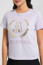 Load image into Gallery viewer, Redtag-Lilac-Athletic-Print-T-Shirt-Graphic-T-Shirts-Women's-