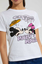 تنزيل الصورة على معرض الصور، Redtag-White-Minnie-Print-T-Shirt-Character-Women's-