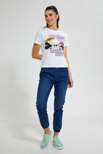 تنزيل الصورة على معرض الصور، Redtag-White-Minnie-Print-T-Shirt-Character-Women's-