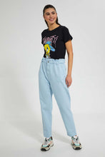 تنزيل الصورة على معرض الصور، Redtag-Black-Tweety-Print-T-Shirt-Character-Women's-