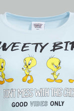 تنزيل الصورة على معرض الصور، Redtag-Blue-Tweety-Print-T-Shirt-Character-Women's-