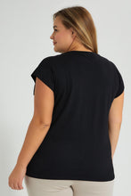 تنزيل الصورة على معرض الصور، Redtag-Black-With-Placement-Print-Top-Colour:Black,-Filter:Plus-Size,-LDP-T-Shirts,-New-In,-New-In-LDP,-Non-Sale,-S22B,-Section:Women-Women's-
