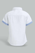 Load image into Gallery viewer, Redtag-White-Dobby-Short-Sleeve-Shirt-With-Contrast-Placket-Casual-Shirts-Infant-Boys-3 to 24 Months