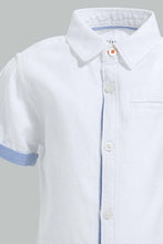 Load image into Gallery viewer, Redtag-White-Dobby-Short-Sleeve-Shirt-With-Contrast-Placket-Casual-Shirts-Infant-Boys-3 to 24 Months