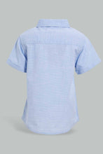 Load image into Gallery viewer, Redtag-Blue-Short-Sleeve-Bow-Shirt-Casual-Shirts-Infant-Boys-3 to 24 Months