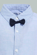 Load image into Gallery viewer, Redtag-Blue-Short-Sleeve-Bow-Shirt-Casual-Shirts-Infant-Boys-3 to 24 Months