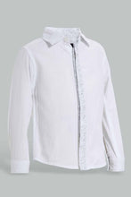 Load image into Gallery viewer, Redtag-White-Long-Sleeve-Shirt-With-Floral-Print-On-Placket-Casual-Shirts-Infant-Boys-3 to 24 Months