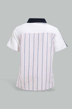 Load image into Gallery viewer, Redtag-Pink-Striped-Shirt-With-Rib-Collar-And-Short-Set-Sets-Infant-Boys-3 to 24 Months