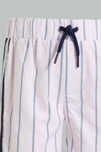 Load image into Gallery viewer, Redtag-Pink-Striped-Shirt-With-Rib-Collar-And-Short-Set-Sets-Infant-Boys-3 to 24 Months