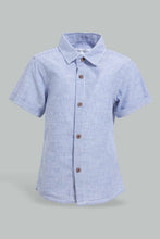 Load image into Gallery viewer, Redtag-Blue-Short-Shirt-And-Navy-Bottom-With-Suspender-Set-Sets-Infant-Boys-3 to 24 Months