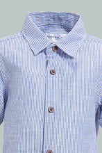 Load image into Gallery viewer, Redtag-Blue-Short-Shirt-And-Navy-Bottom-With-Suspender-Set-Sets-Infant-Boys-3 to 24 Months