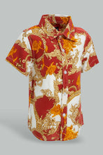 Load image into Gallery viewer, Redtag-Red-And-Gold-Pasley-Printed-Woven-ShorT-Shirt-And-Short-Set-Sets-Infant-Boys-3 to 24 Months