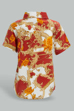 Load image into Gallery viewer, Redtag-Red-And-Gold-Pasley-Printed-Woven-ShorT-Shirt-And-Short-Set-Sets-Infant-Boys-3 to 24 Months