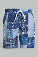 Load image into Gallery viewer, Redtag-Blue-Check-And-Pasley-Printed-Shirt-And-Short-Set-Sets-Infant-Boys-3 to 24 Months