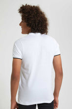 تنزيل الصورة على معرض الصور، Redtag-White-Plain-Mandarin-Polo-Plain-Senior-Boys-9 to 14 Years