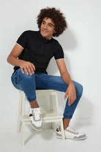 تنزيل الصورة على معرض الصور، Redtag-Black-Plain-Mandarin-Polo-Plain-Senior-Boys-9 to 14 Years