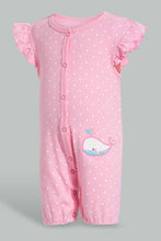 Load image into Gallery viewer, Redtag-Pink-Melange-And-Heart-Print-Frill-2-Piece-Pack-Romper-Rompers-Baby-0 to 12 Months