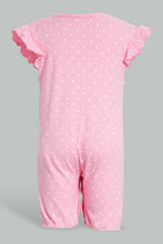 Load image into Gallery viewer, Redtag-Pink-Melange-And-Heart-Print-Frill-2-Piece-Pack-Romper-Rompers-Baby-0 to 12 Months