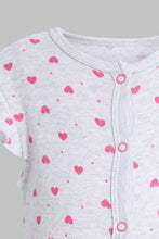 Load image into Gallery viewer, Redtag-Pink-Melange-And-Heart-Print-Frill-2-Piece-Pack-Romper-Rompers-Baby-0 to 12 Months