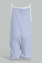 Load image into Gallery viewer, Redtag-Red-And-Blue-Stripe-Print-Frill--2-Piece-Pack-Romper-Rompers-Baby-0 to 12 Months