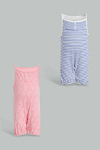 Load image into Gallery viewer, Redtag-Red-And-Blue-Stripe-Print-Frill--2-Piece-Pack-Romper-Rompers-Baby-0 to 12 Months