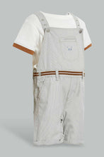 تنزيل الصورة على معرض الصور، Redtag-Ecru-And-White-Dungaree-Sets-Infant-Boys-3 to 24 Months