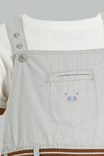 تنزيل الصورة على معرض الصور، Redtag-Ecru-And-White-Dungaree-Sets-Infant-Boys-3 to 24 Months
