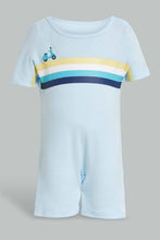 تنزيل الصورة على معرض الصور، Redtag-Blue-And-White-Scooter--2-Piece-Pack-Romper-Rompers-Baby-0 to 12 Months
