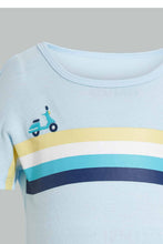 تنزيل الصورة على معرض الصور، Redtag-Blue-And-White-Scooter--2-Piece-Pack-Romper-Rompers-Baby-0 to 12 Months