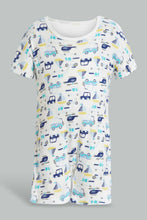 تنزيل الصورة على معرض الصور، Redtag-Blue-And-White-Scooter--2-Piece-Pack-Romper-Rompers-Baby-0 to 12 Months