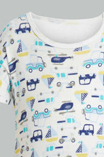 تنزيل الصورة على معرض الصور، Redtag-Blue-And-White-Scooter--2-Piece-Pack-Romper-Rompers-Baby-0 to 12 Months