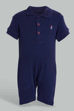 تنزيل الصورة على معرض الصور، Redtag-Navy-And-White-Stripe-2-Piece-Pack-Polo-Romper-Rompers-Baby-0 to 12 Months