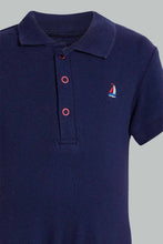 تنزيل الصورة على معرض الصور، Redtag-Navy-And-White-Stripe-2-Piece-Pack-Polo-Romper-Rompers-Baby-0 to 12 Months