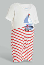 تنزيل الصورة على معرض الصور، Redtag-White-And-Blue-Boat-Print-2-Piece-Pack-Romper-Rompers-Baby-0 to 12 Months