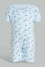 تنزيل الصورة على معرض الصور، Redtag-White-And-Blue-Boat-Print-2-Piece-Pack-Romper-Rompers-Baby-0 to 12 Months
